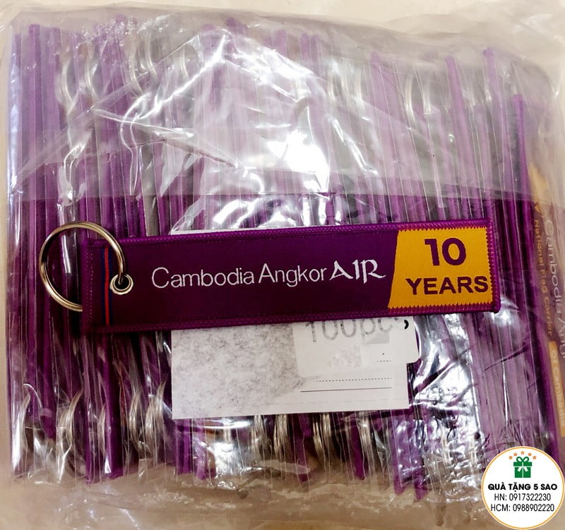 Móc khoá vải dệt theo thiết kế của khách hàng Cambodia Angkor Air